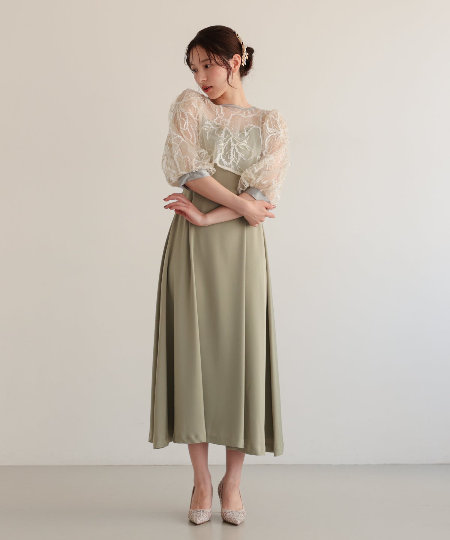 刺繍レースボレロセットドレス/22326294