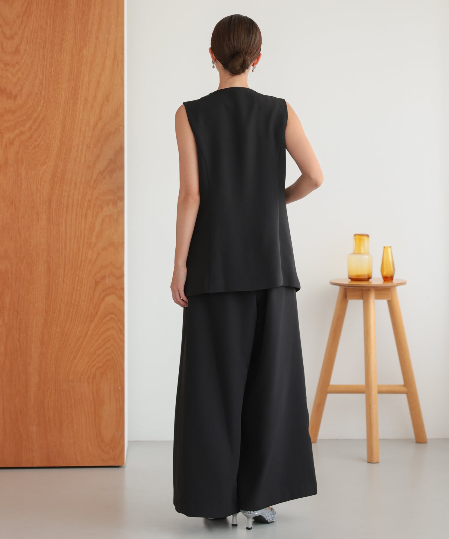 アシンメトリードレープパンツセットアップスーツ/22125609