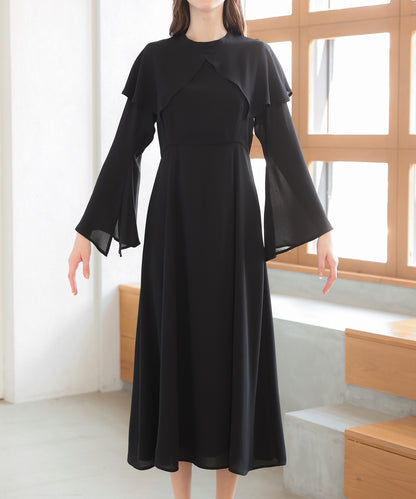 【SALE】ケープ襟ワンピースドレス/22323222