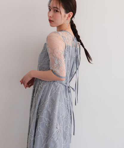 花柄刺繍フレアドレス/22326290