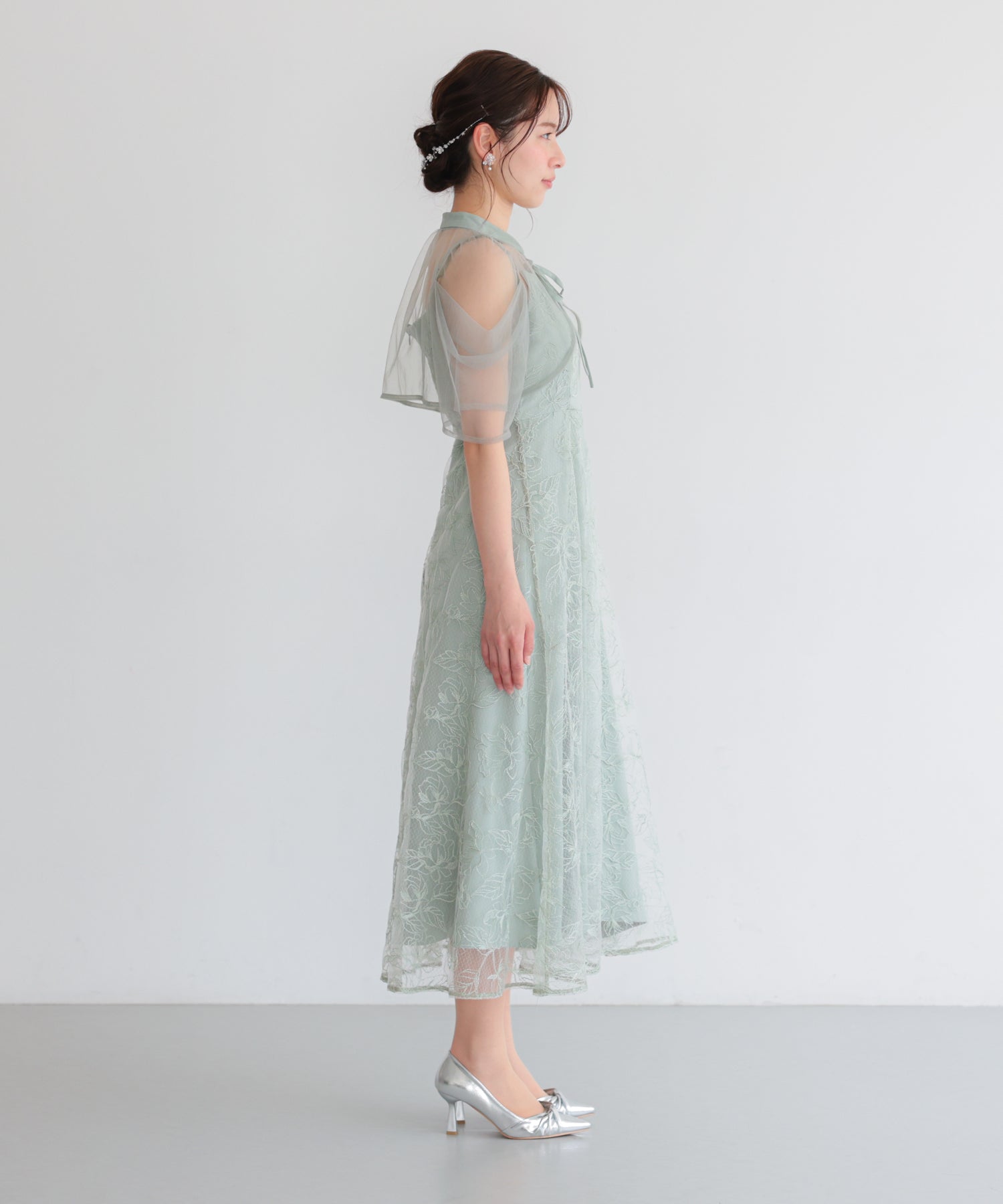 結婚式・お呼ばれドレス｜ボレロ付き2WAYシアーチュールフレアドレス