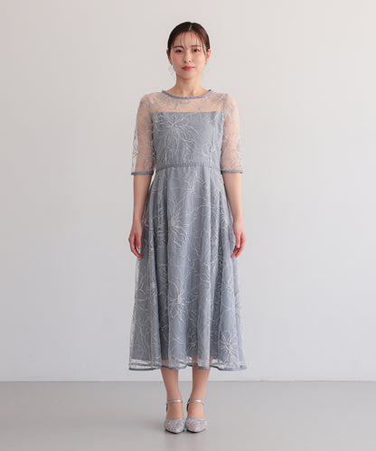 花柄刺繍フレアドレス/22326290