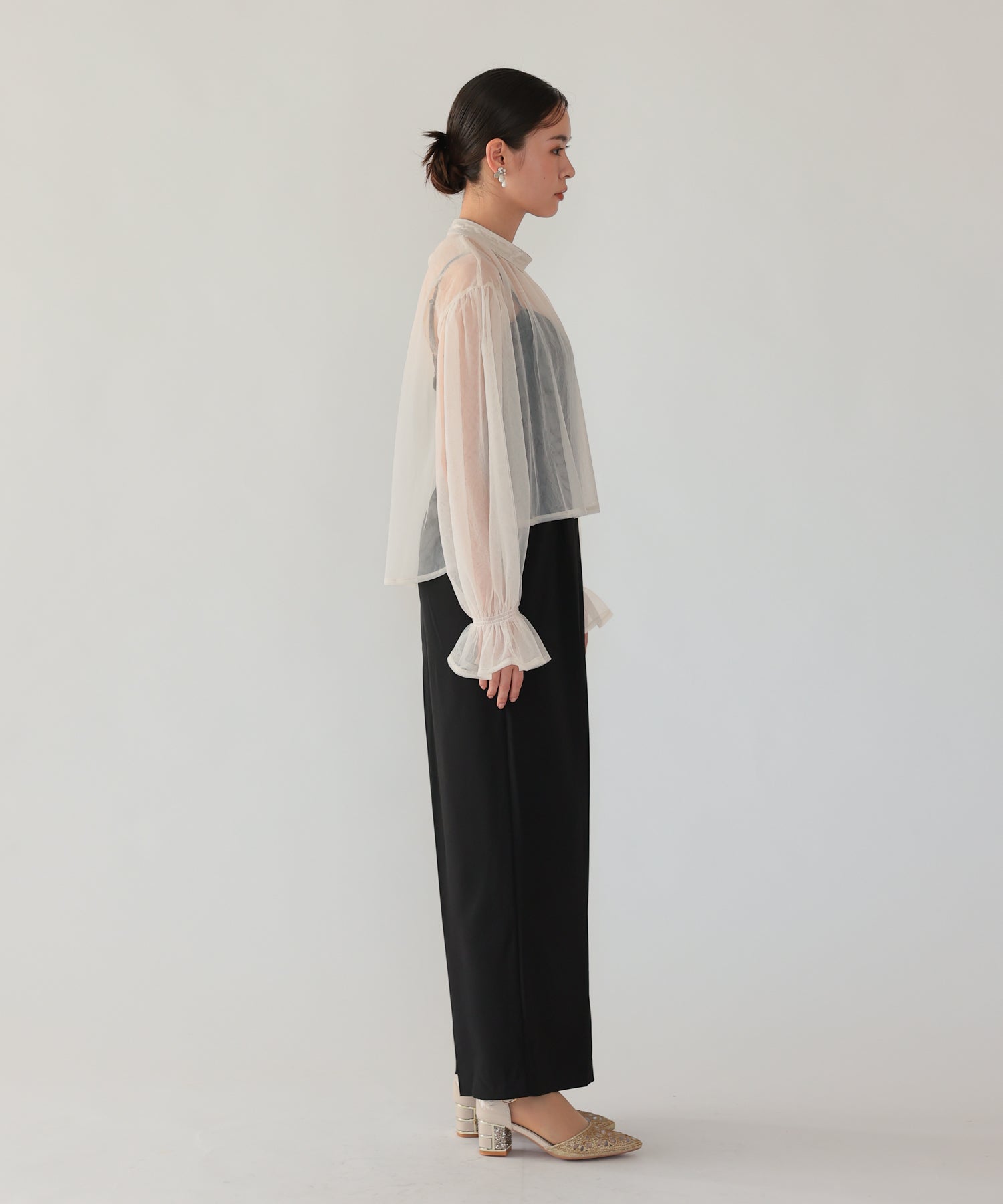 ベージュ×ブラック/164cm/Mサイズ着用