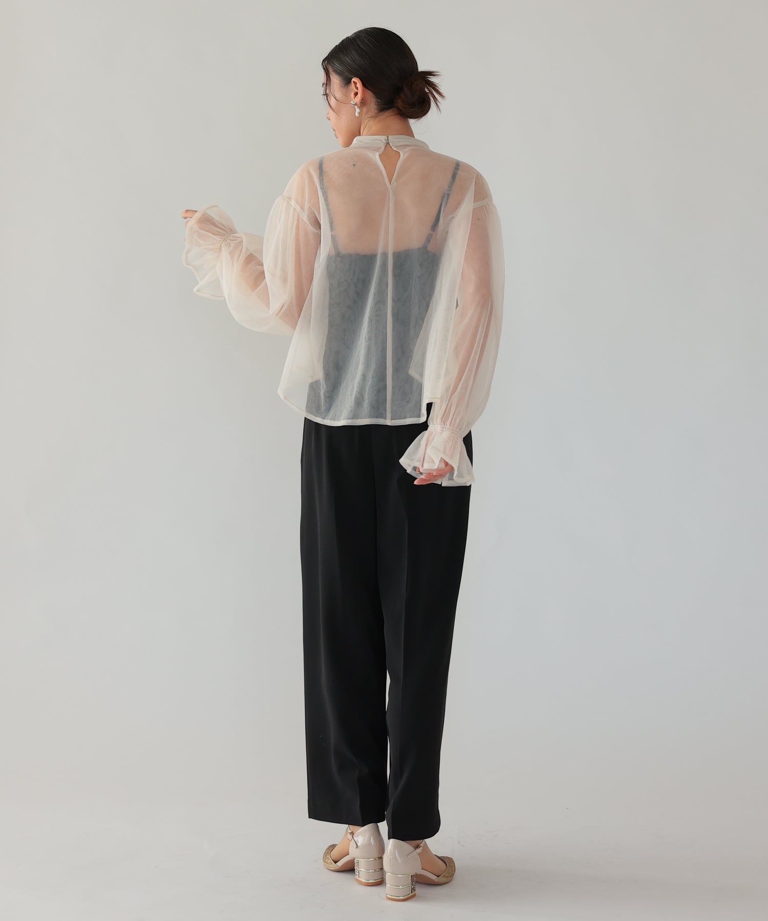 ベージュ×ブラック/164cm/Mサイズ着用