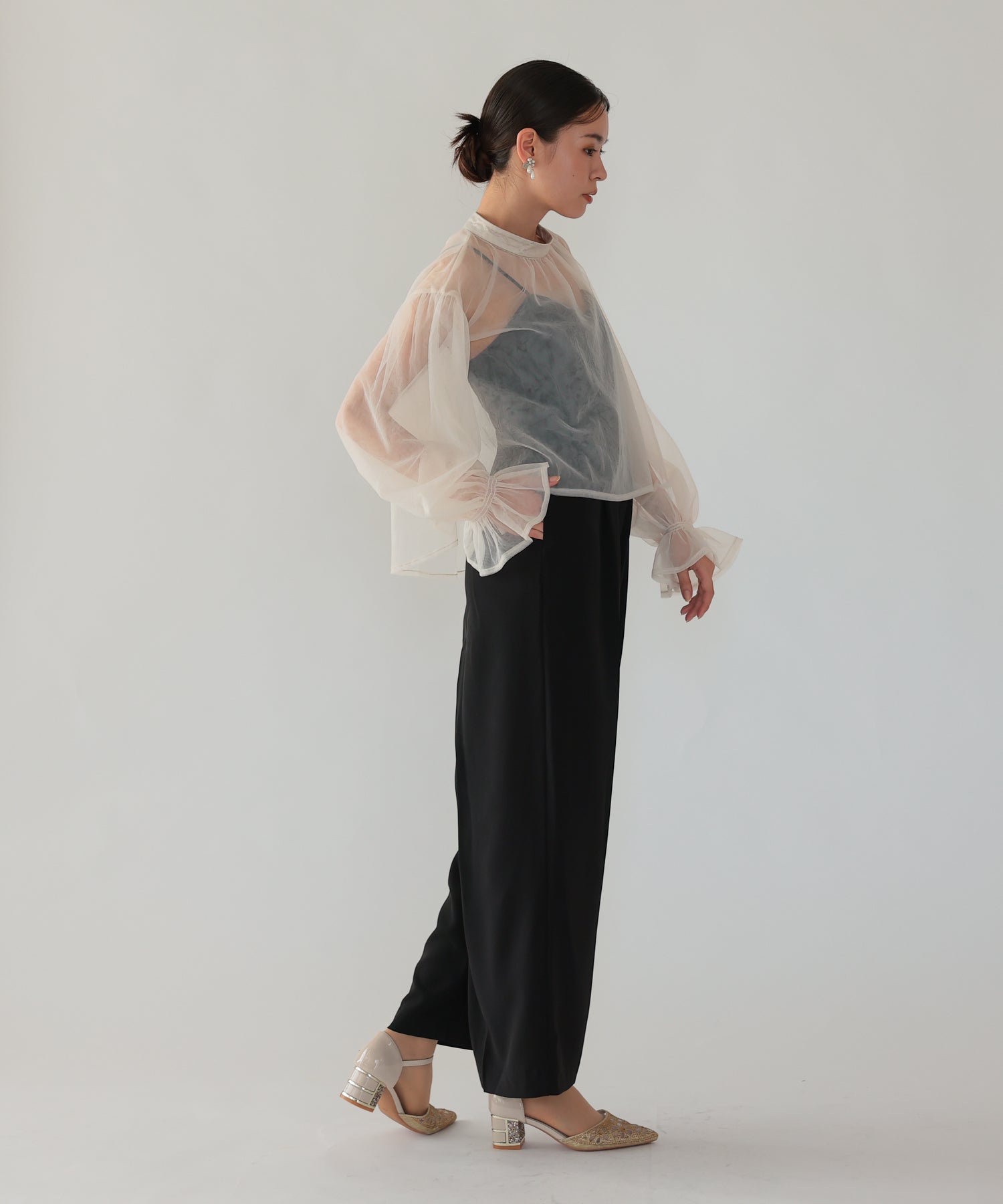 ベージュ×ブラック/164cm/Mサイズ着用