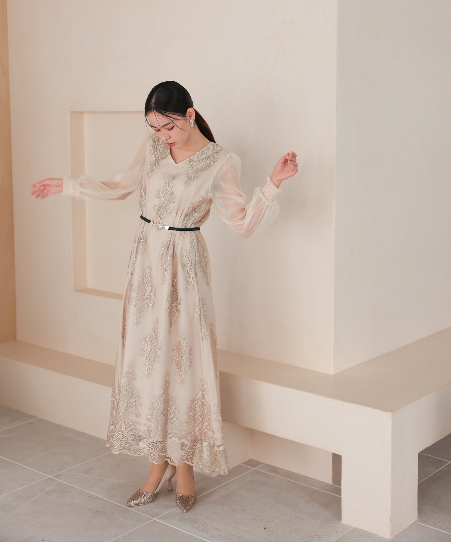 ベージュ/164cm/Mサイズ着用