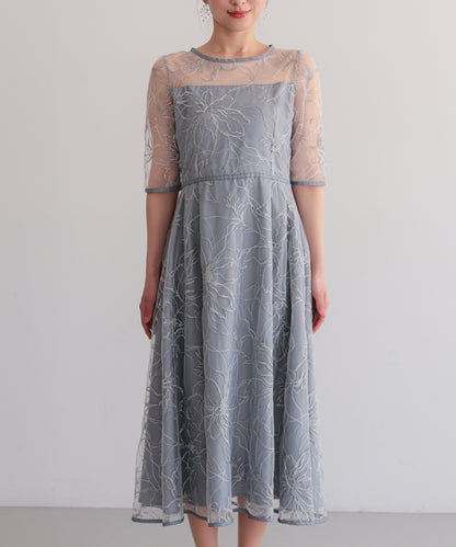 花柄刺繍フレアドレス/22326290