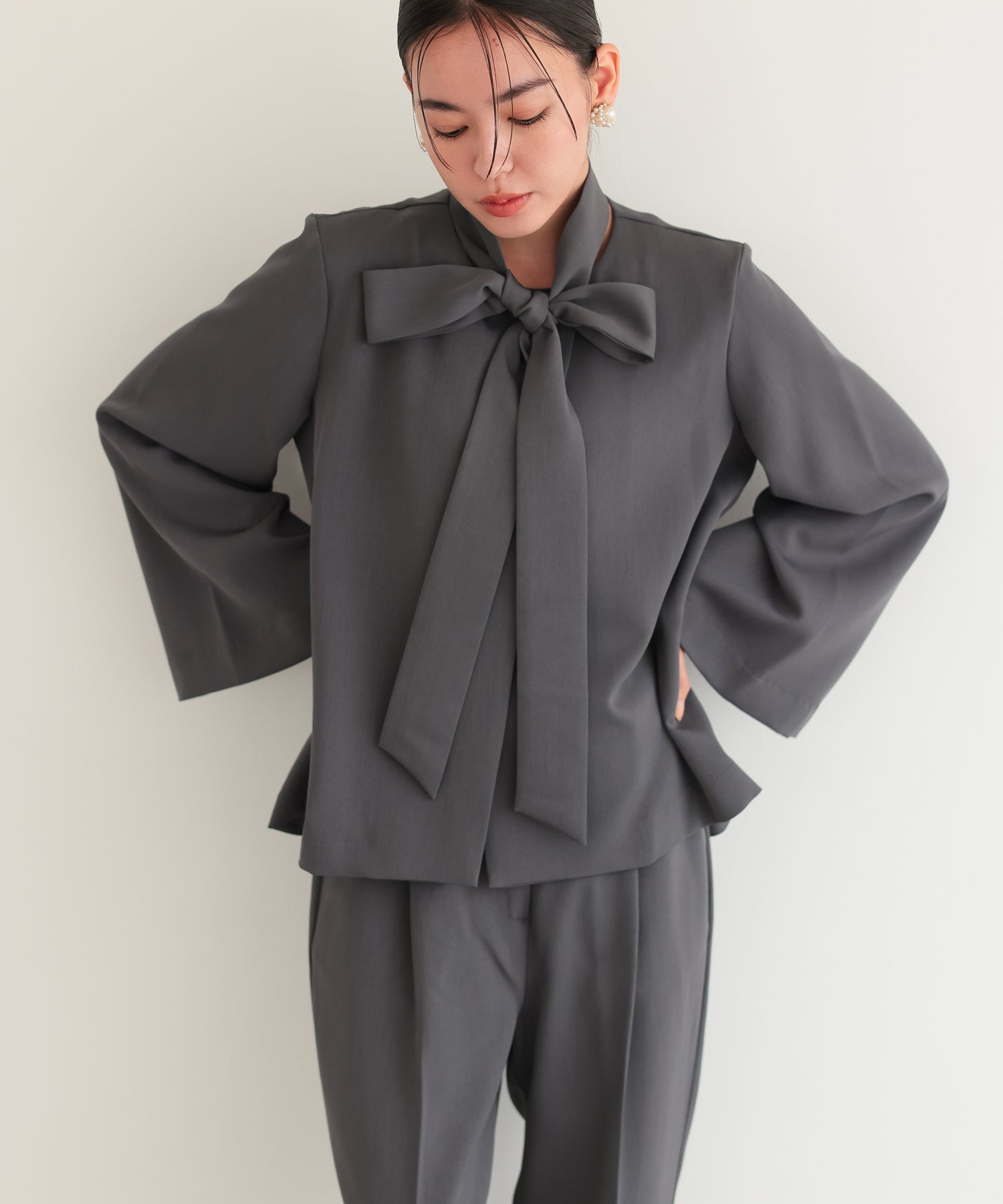 リボンペプラムセットアップスーツ/22125605