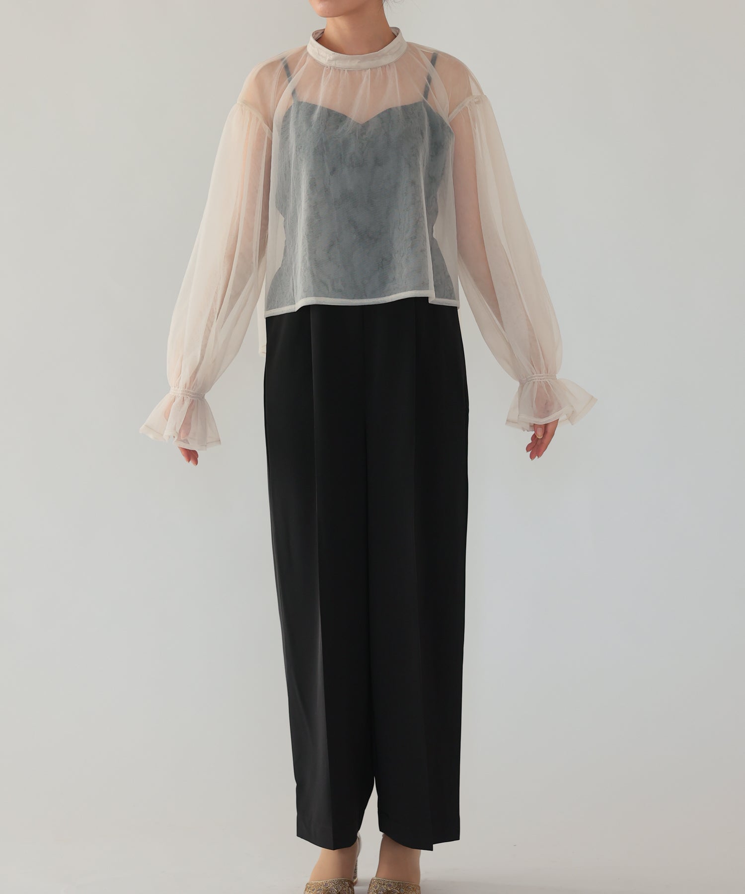 ベージュ×ブラック/164cm/Mサイズ着用