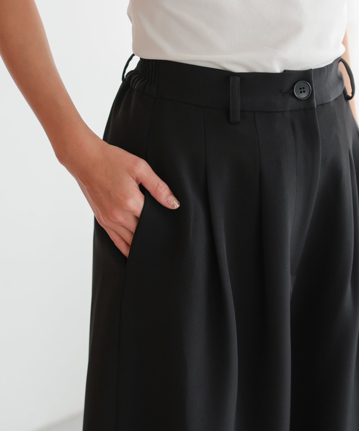 アシンメトリードレープパンツセットアップスーツ/22125609