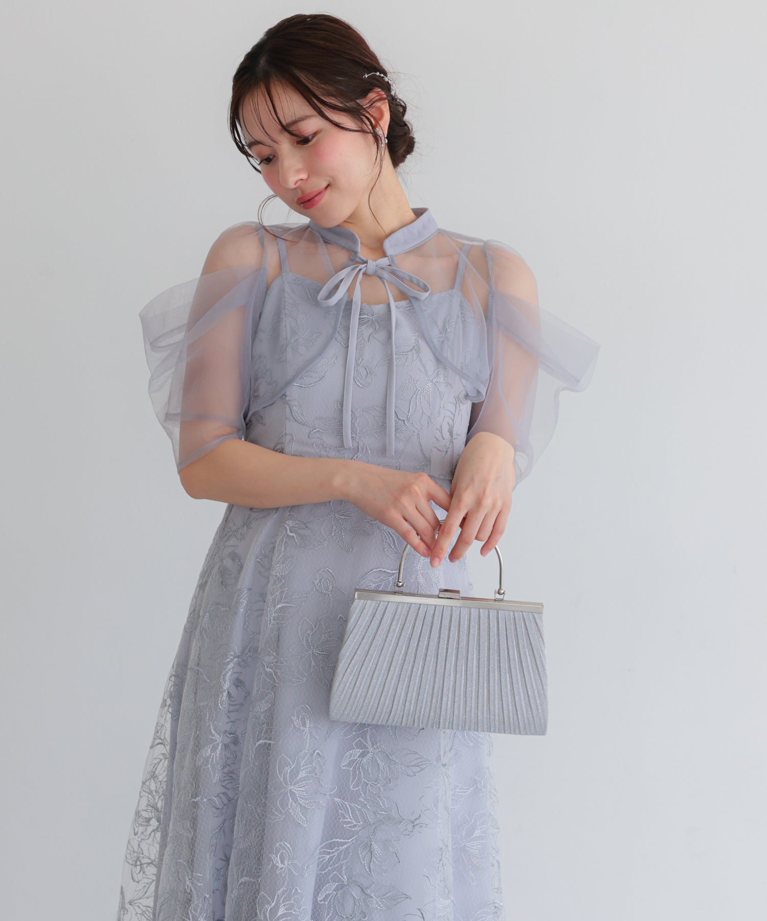 結婚式・お呼ばれドレス｜ボレロ付き2WAYシアーチュールフレアドレス