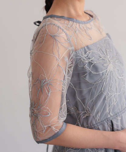 花柄刺繍フレアドレス/22326290