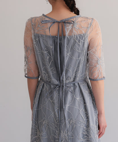 花柄刺繍フレアドレス/22326290