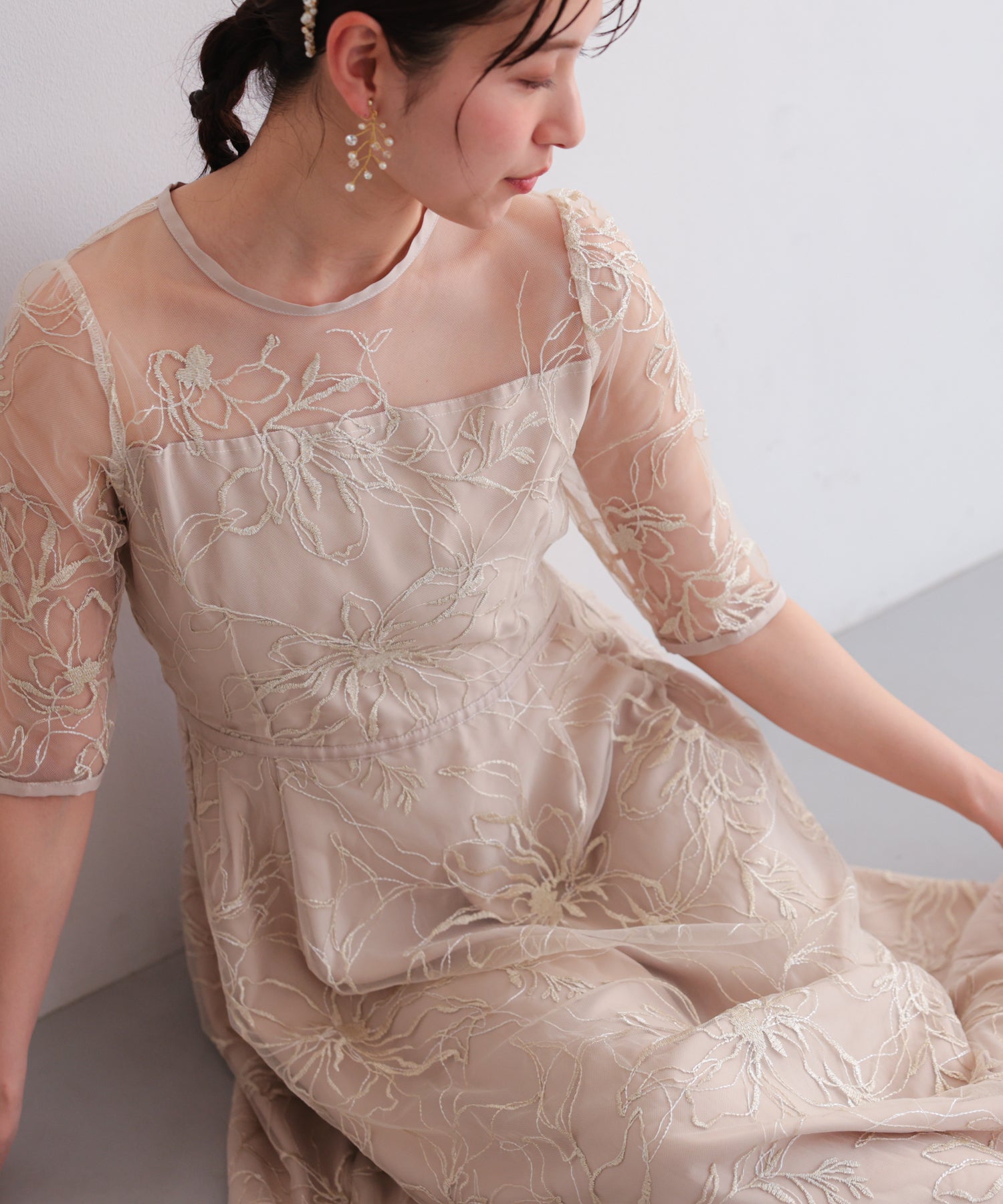 花柄刺繍フレアドレス/22326290