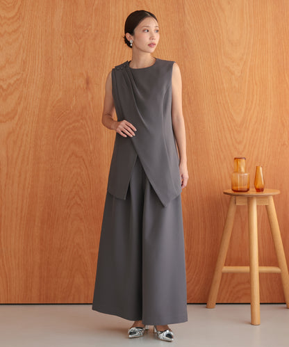 アシンメトリードレープパンツセットアップスーツ/22125609