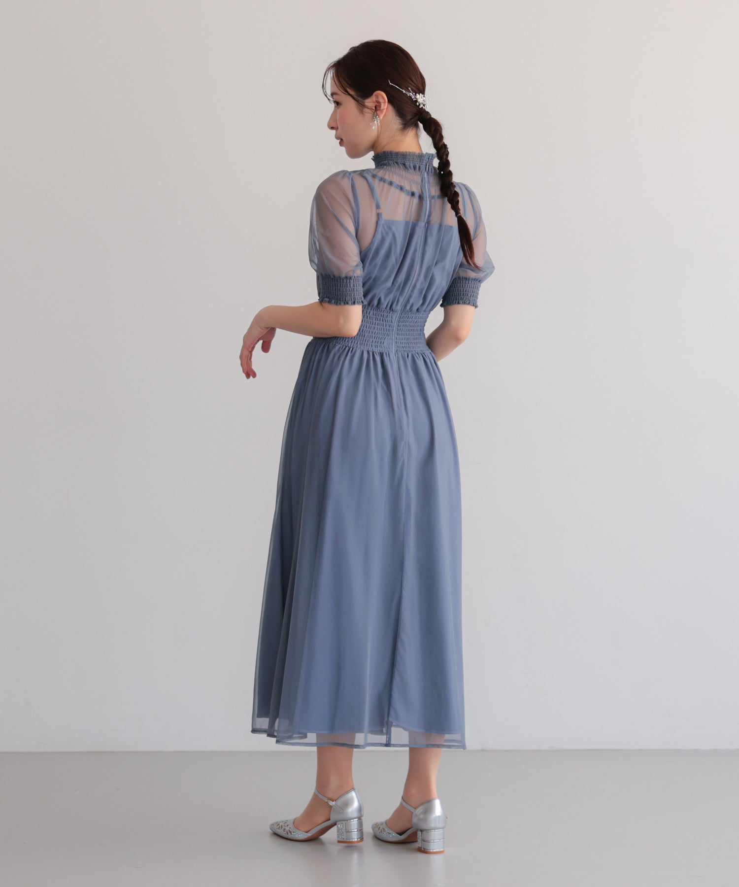 シアーハイネックシャーリングドレス/22326289