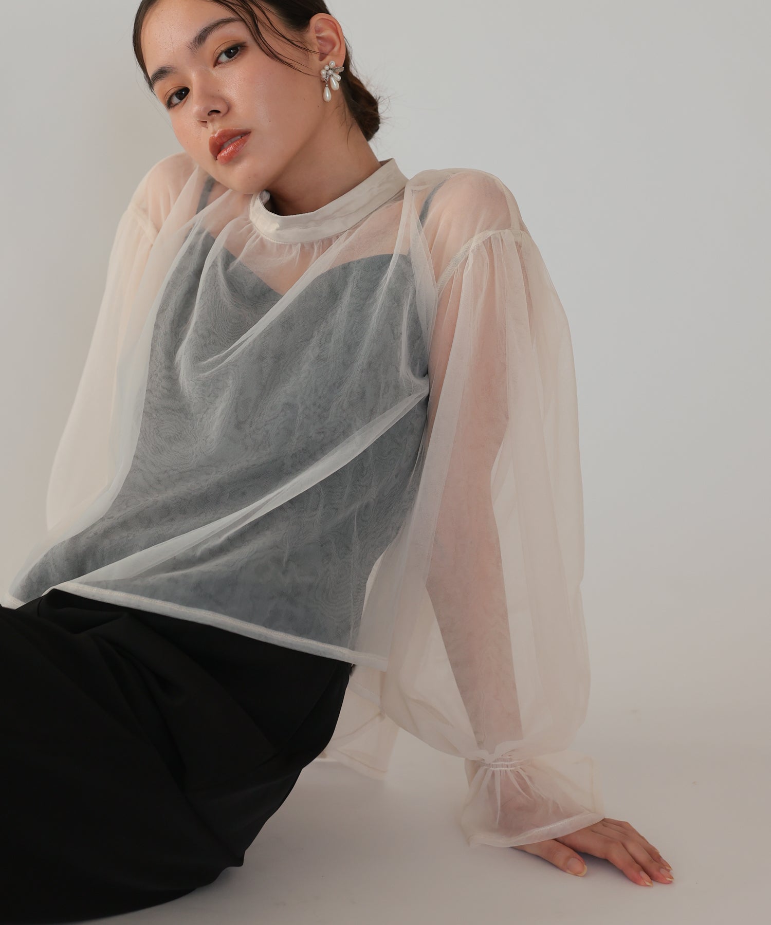 ベージュ×ブラック/164cm/Mサイズ着用