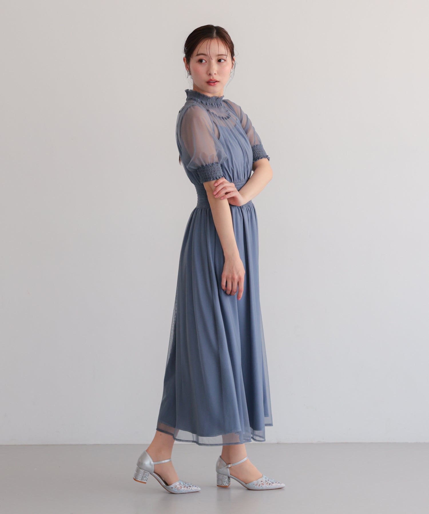 シアーハイネックシャーリングドレス/22326289