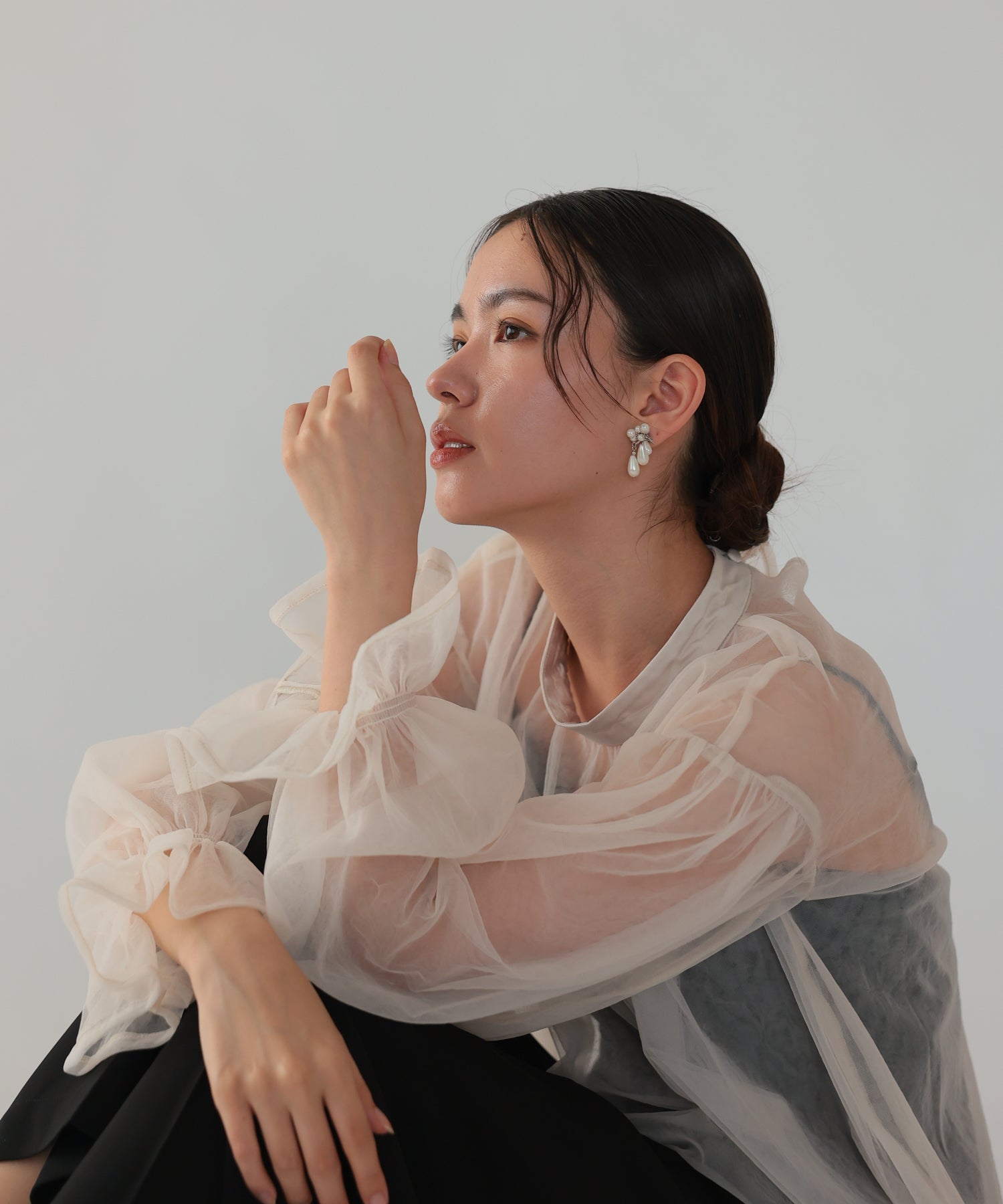 ベージュ×ブラック/164cm/Mサイズ着用