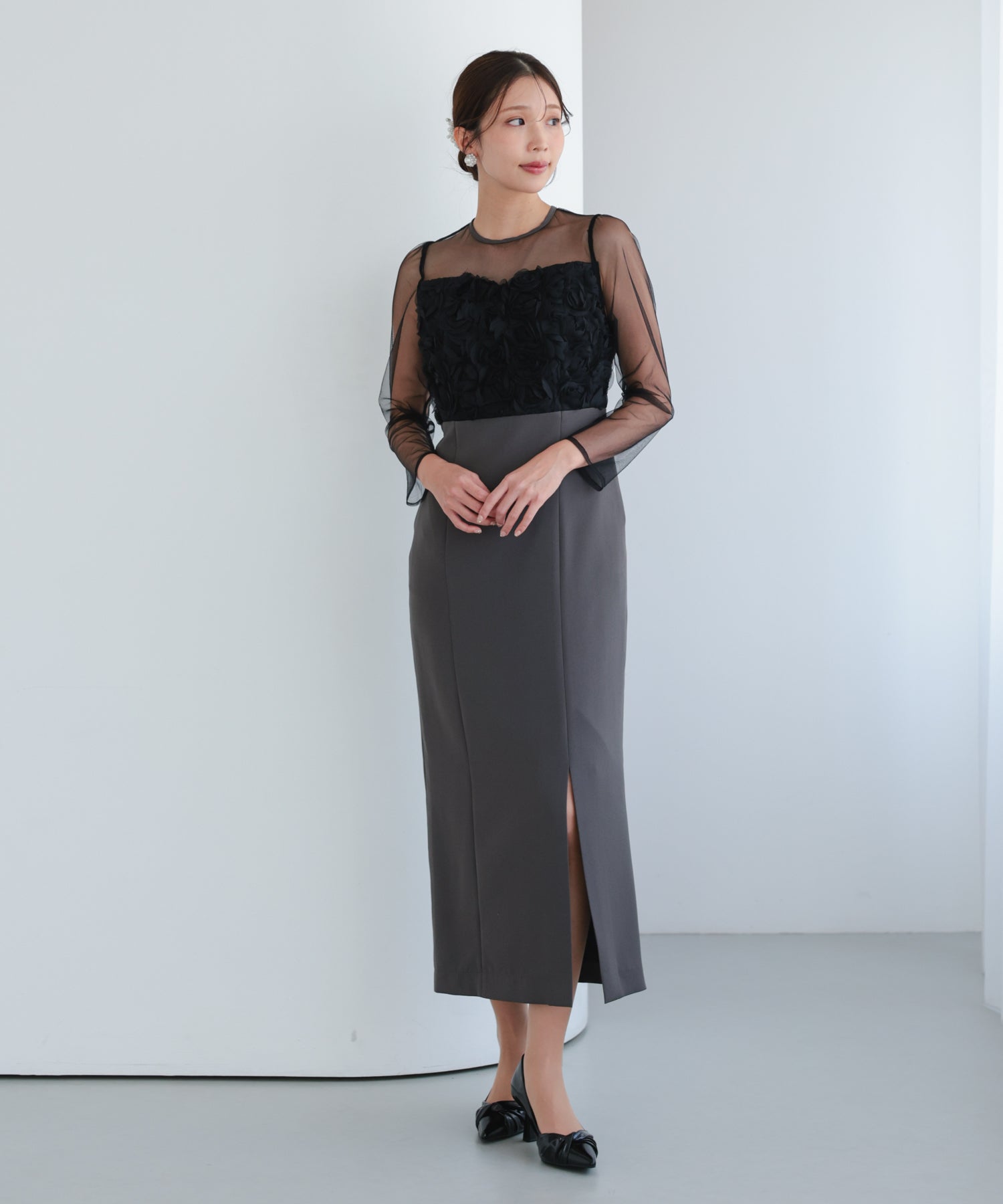 結婚式・お呼ばれドレス｜フローラルジレセットアップドレス/22325279