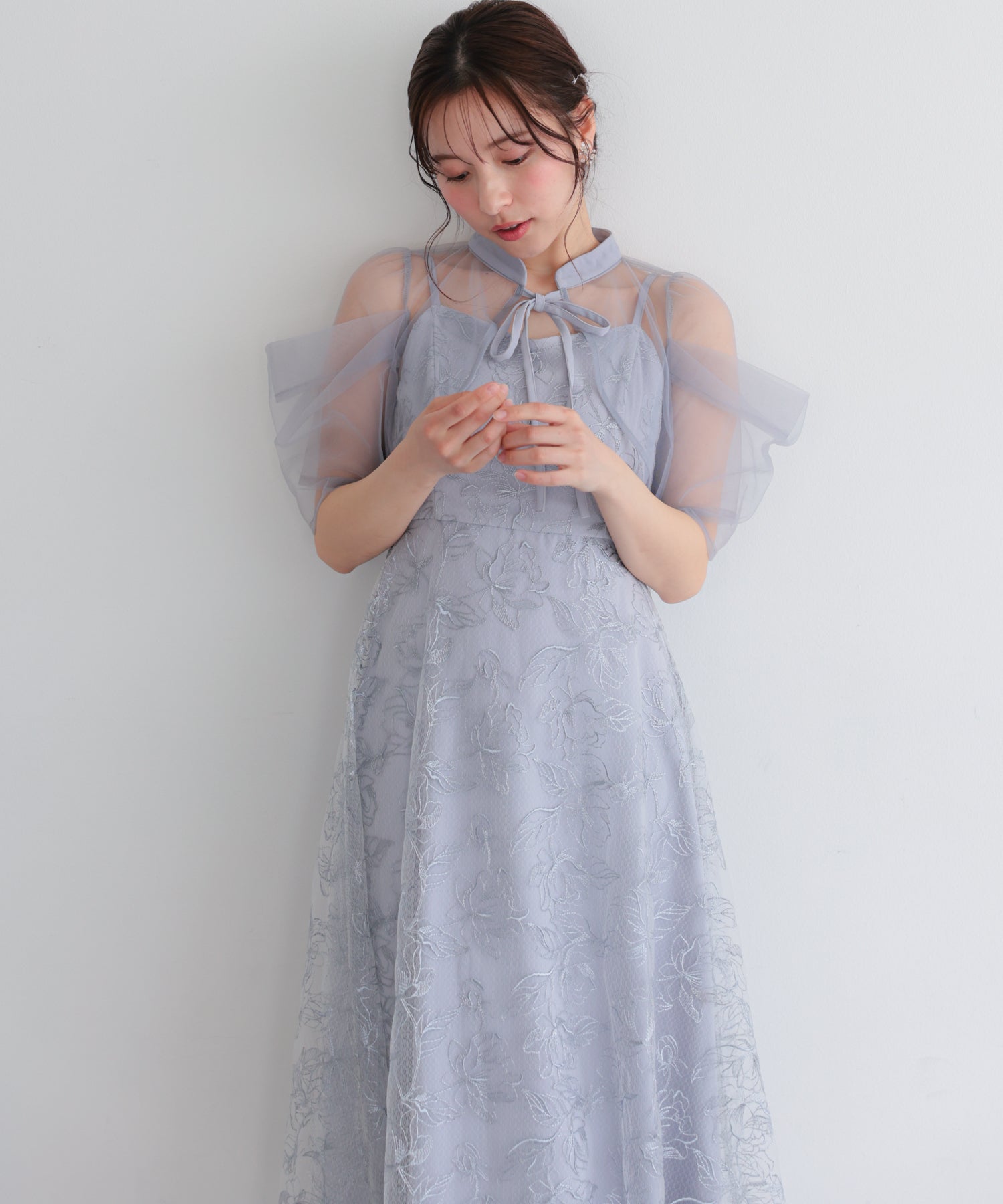 結婚式・お呼ばれドレス｜ボレロ付き2WAYシアーチュールフレアドレス