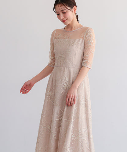 花柄刺繍フレアドレス/22326290