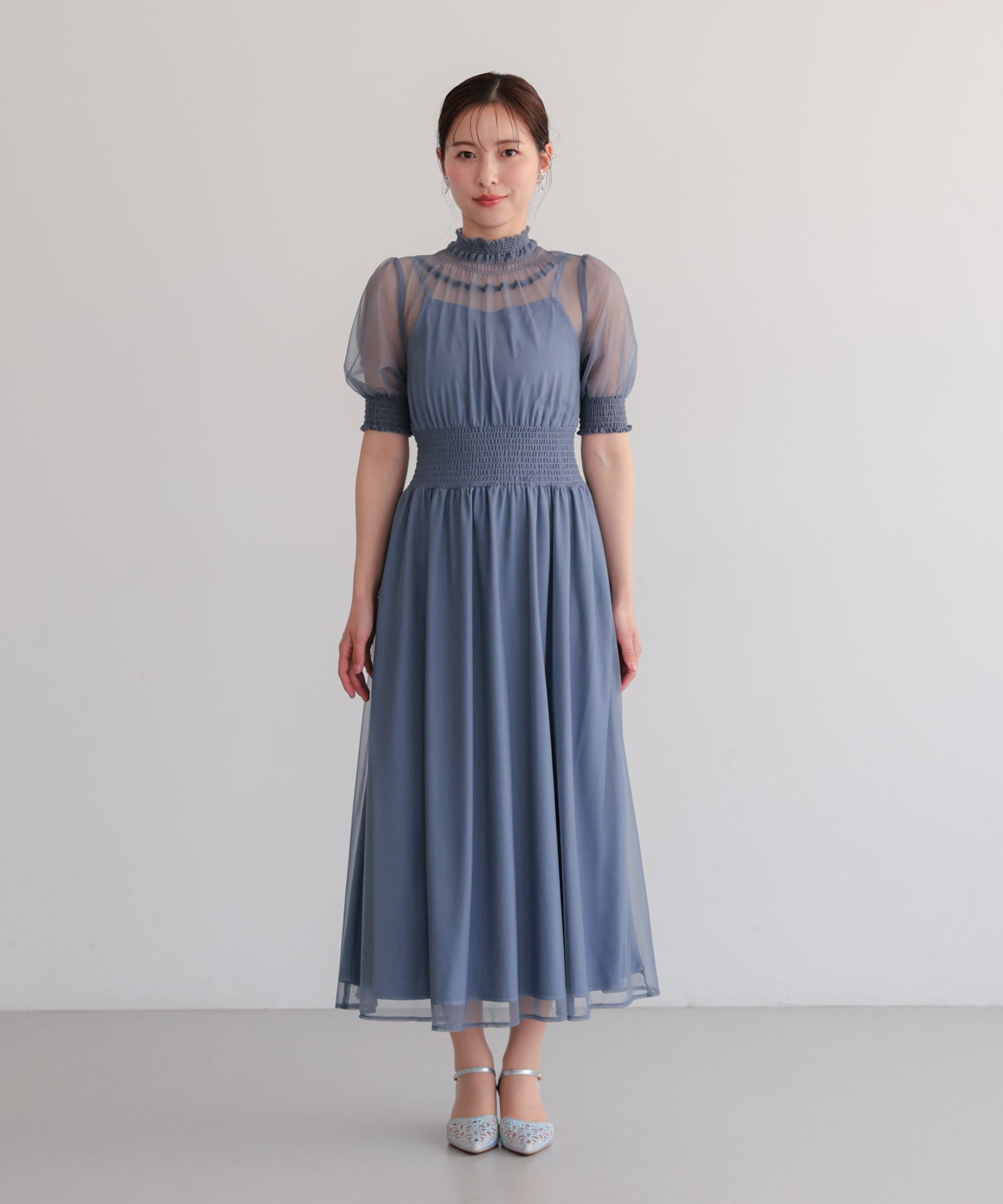 シアーハイネックシャーリングドレス/22326289