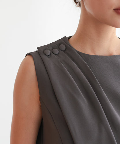 アシンメトリードレープパンツセットアップスーツ/22125609