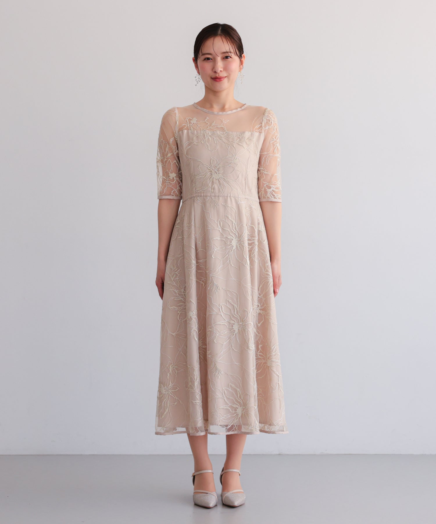 花柄刺繍フレアドレス/22326290
