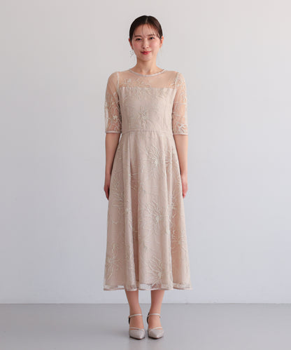 花柄刺繍フレアドレス/22326290