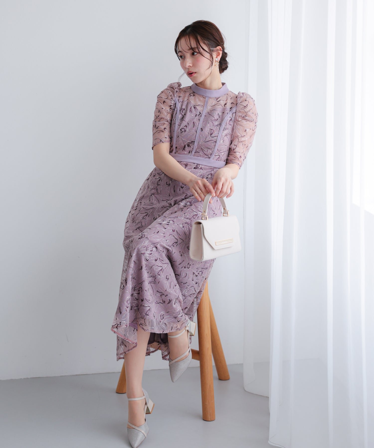 結婚式・お呼ばれドレス｜ウエスト切替レースフレアドレス/22326287