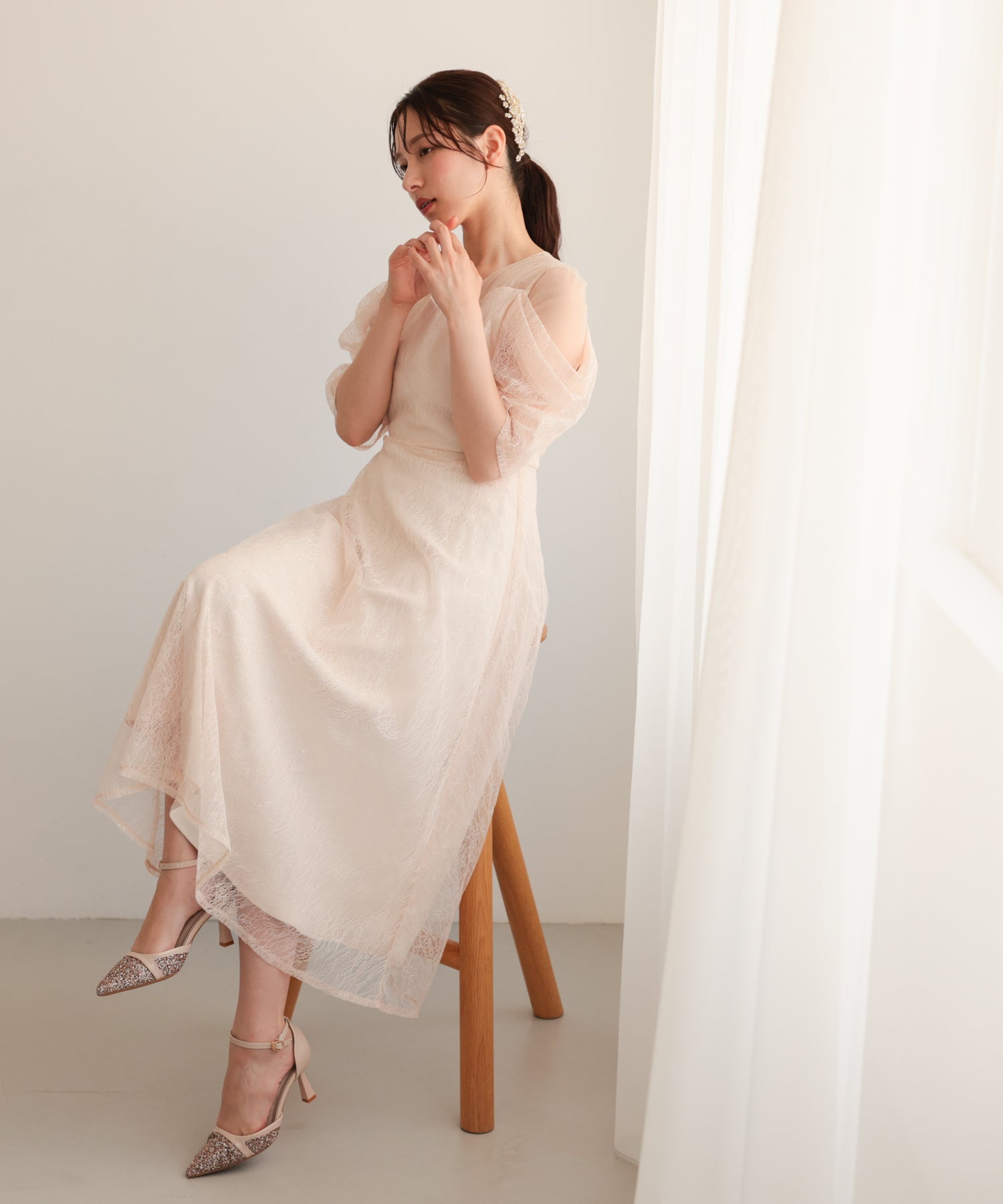 ピンクベージュ/163cm/Mサイズ着用