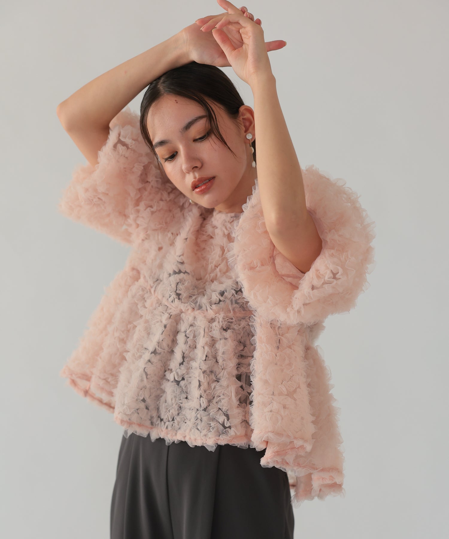 ピンク×チャコール/164cm/Mサイズ着用