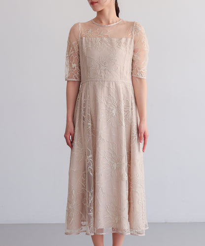 花柄刺繍フレアドレス/22326290