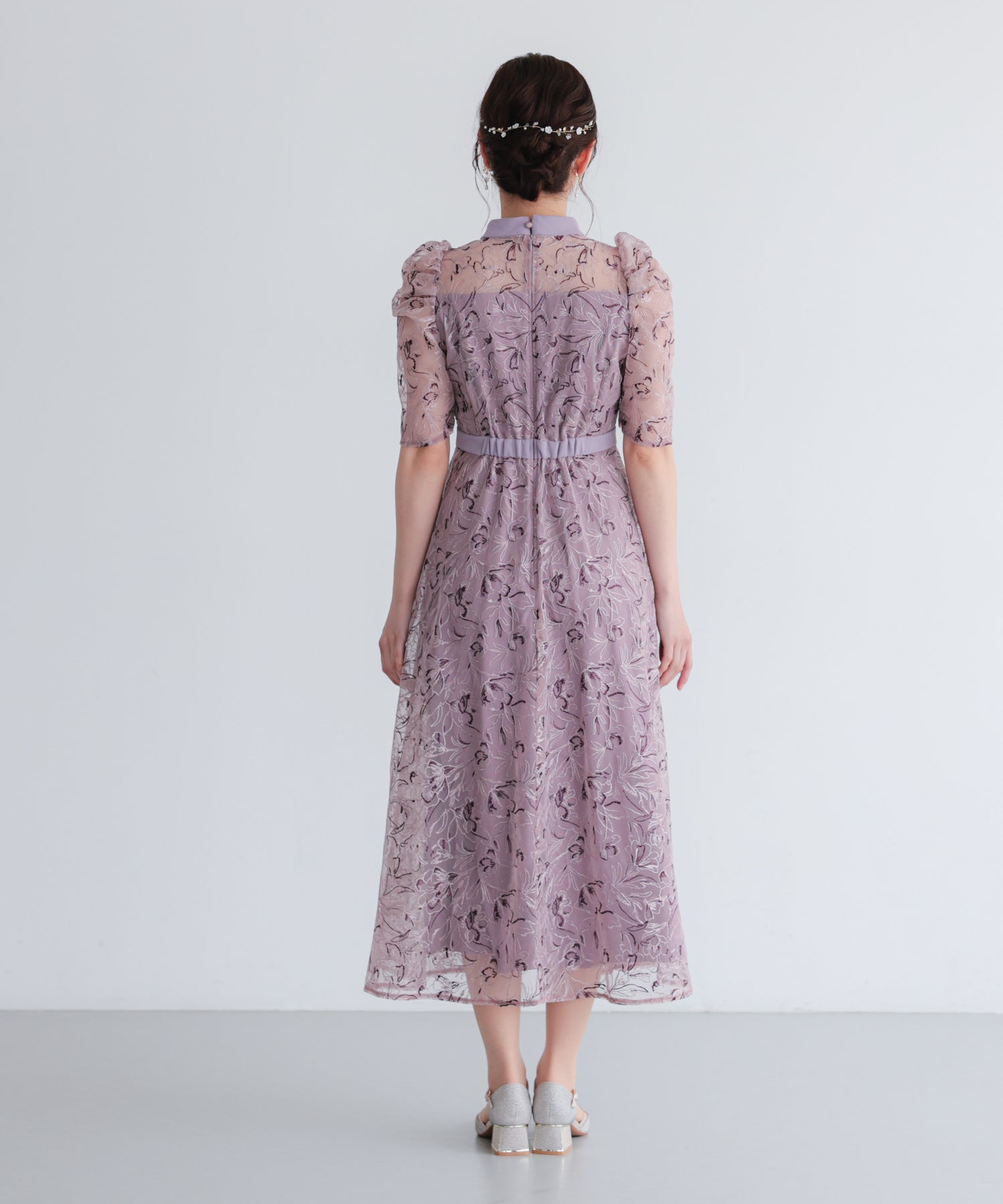 結婚式・お呼ばれドレス｜ウエスト切替レースフレアドレス/22326287