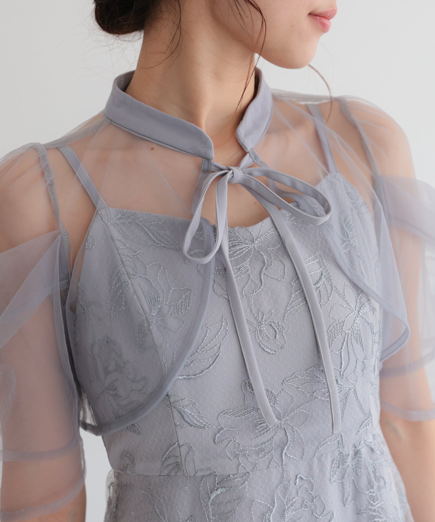 結婚式・お呼ばれドレス｜ボレロ付き2WAYシアーチュールフレアドレス