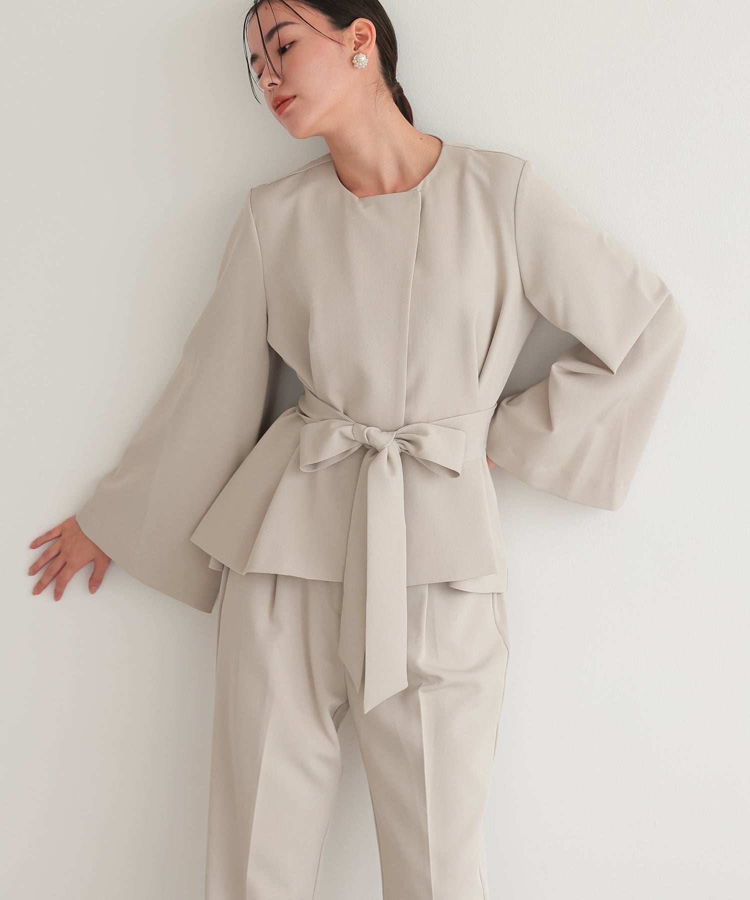 リボンペプラムセットアップスーツ/22125605