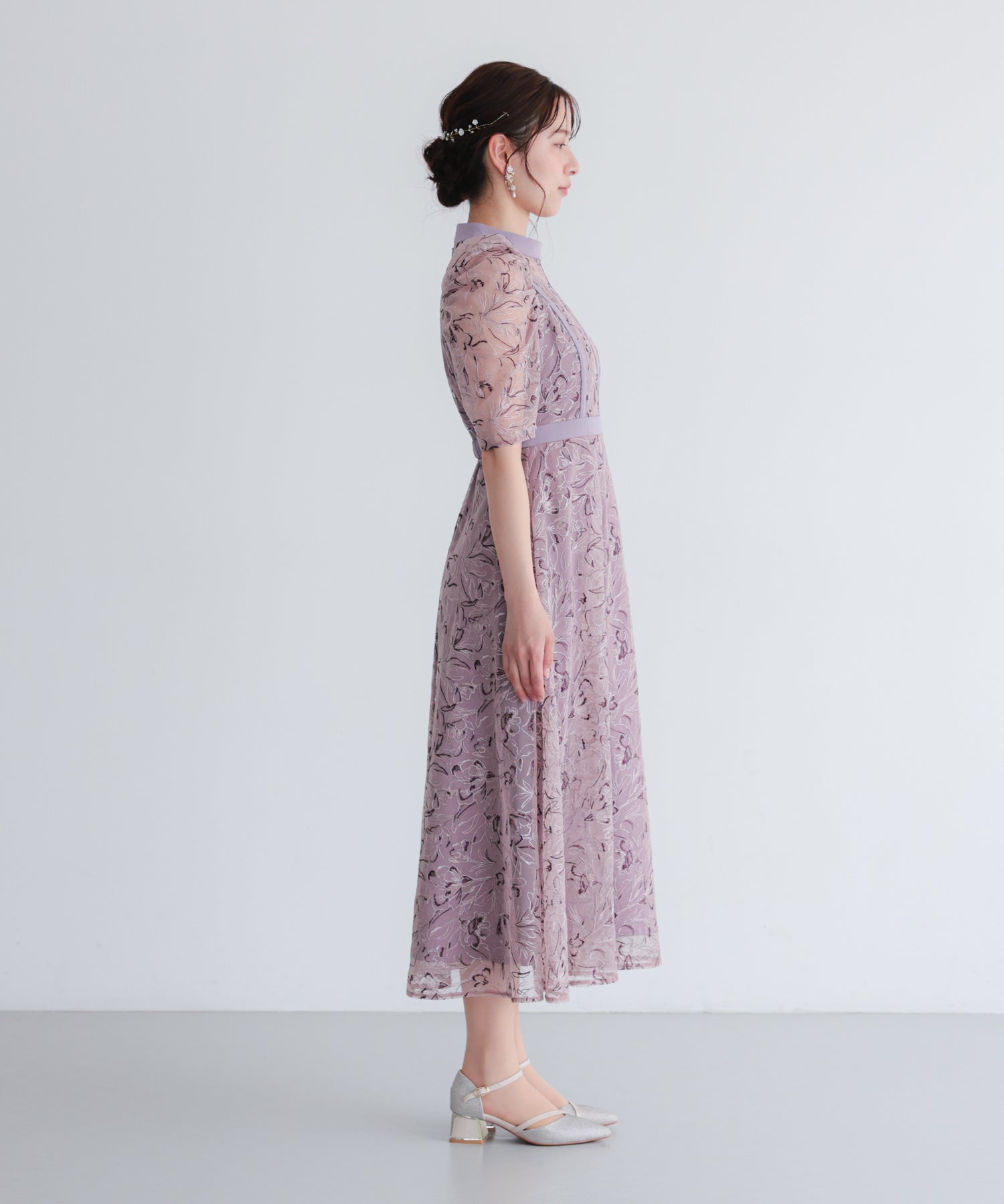 結婚式・お呼ばれドレス｜ウエスト切替レースフレアドレス/22326287
