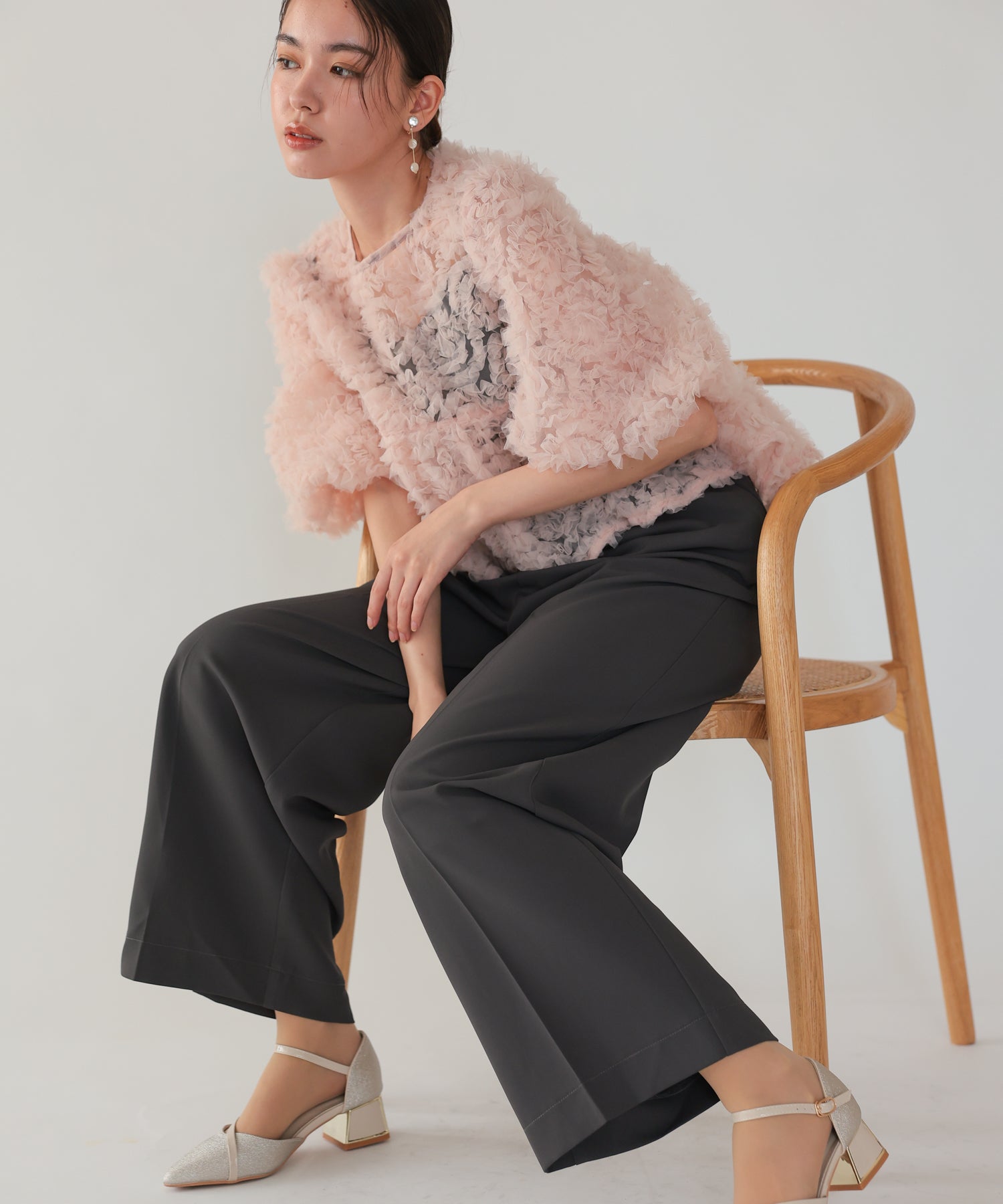 ピンク×チャコール/164cm/Mサイズ着用