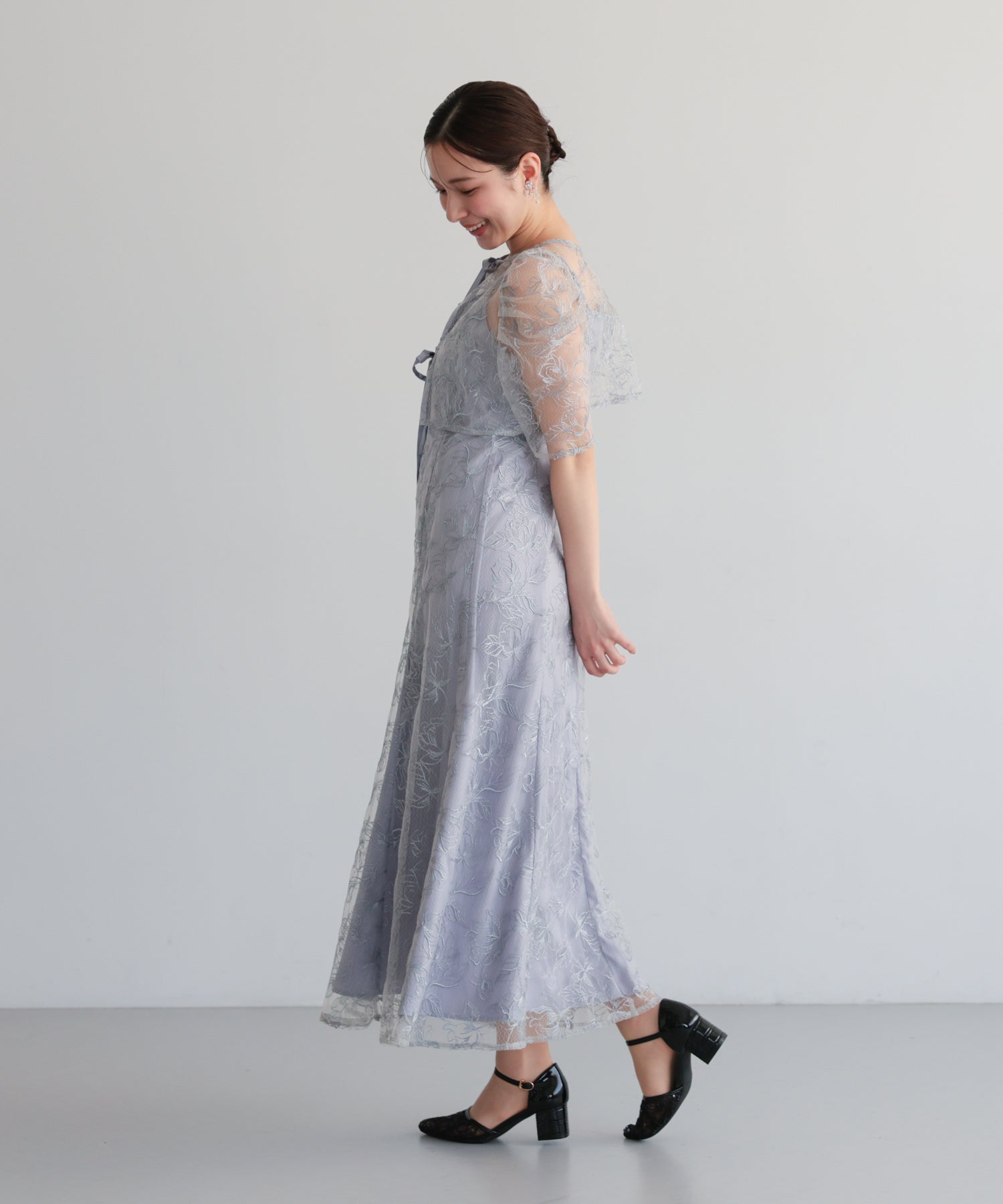 結婚式・お呼ばれドレス｜シアーレースボレロセットアップドレス