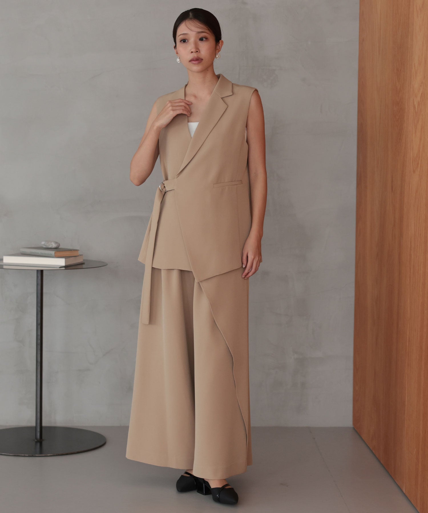 アシンメトリータックテーラードセットアップスーツ/22125611