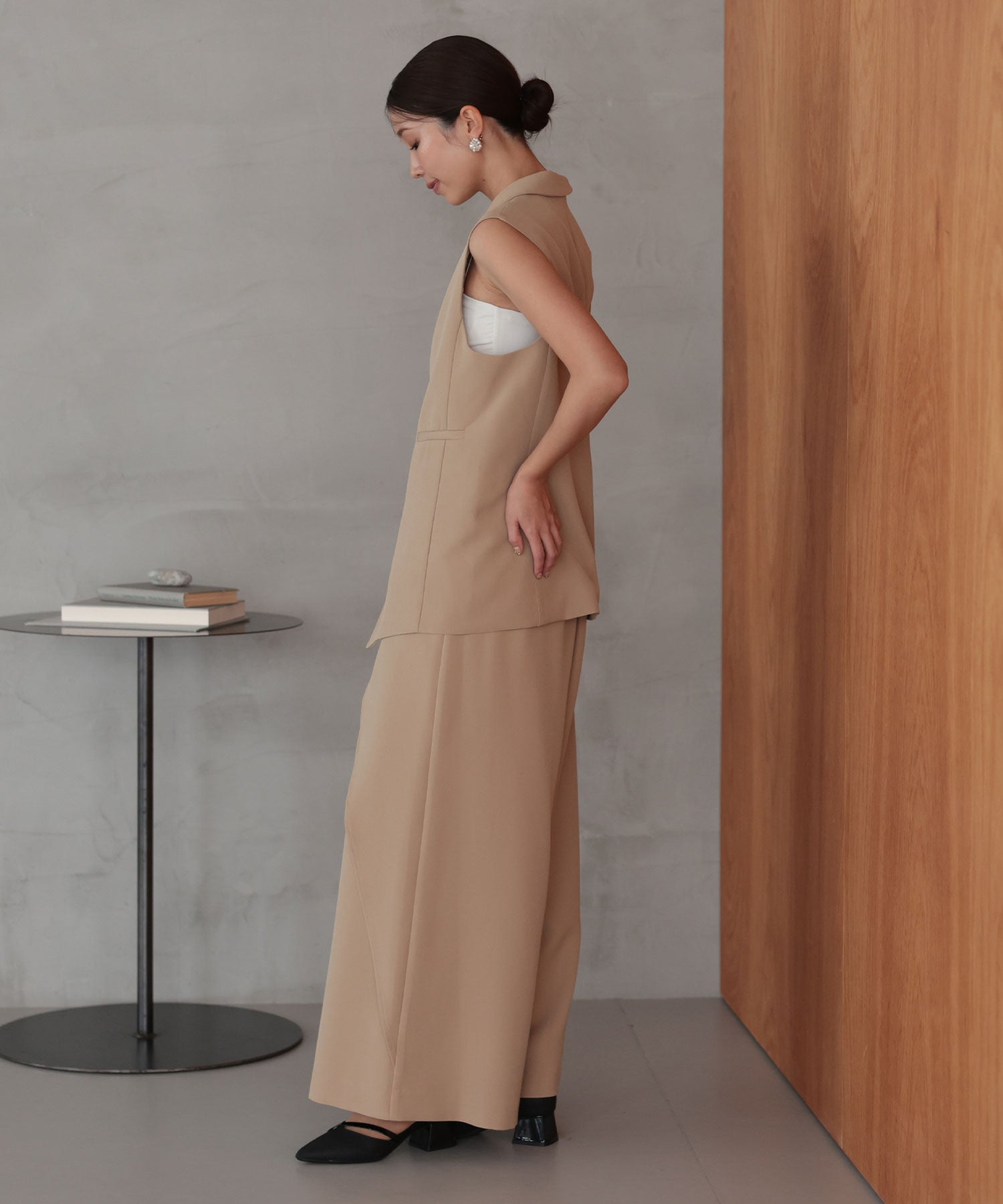 アシンメトリータックテーラードセットアップスーツ/22125611