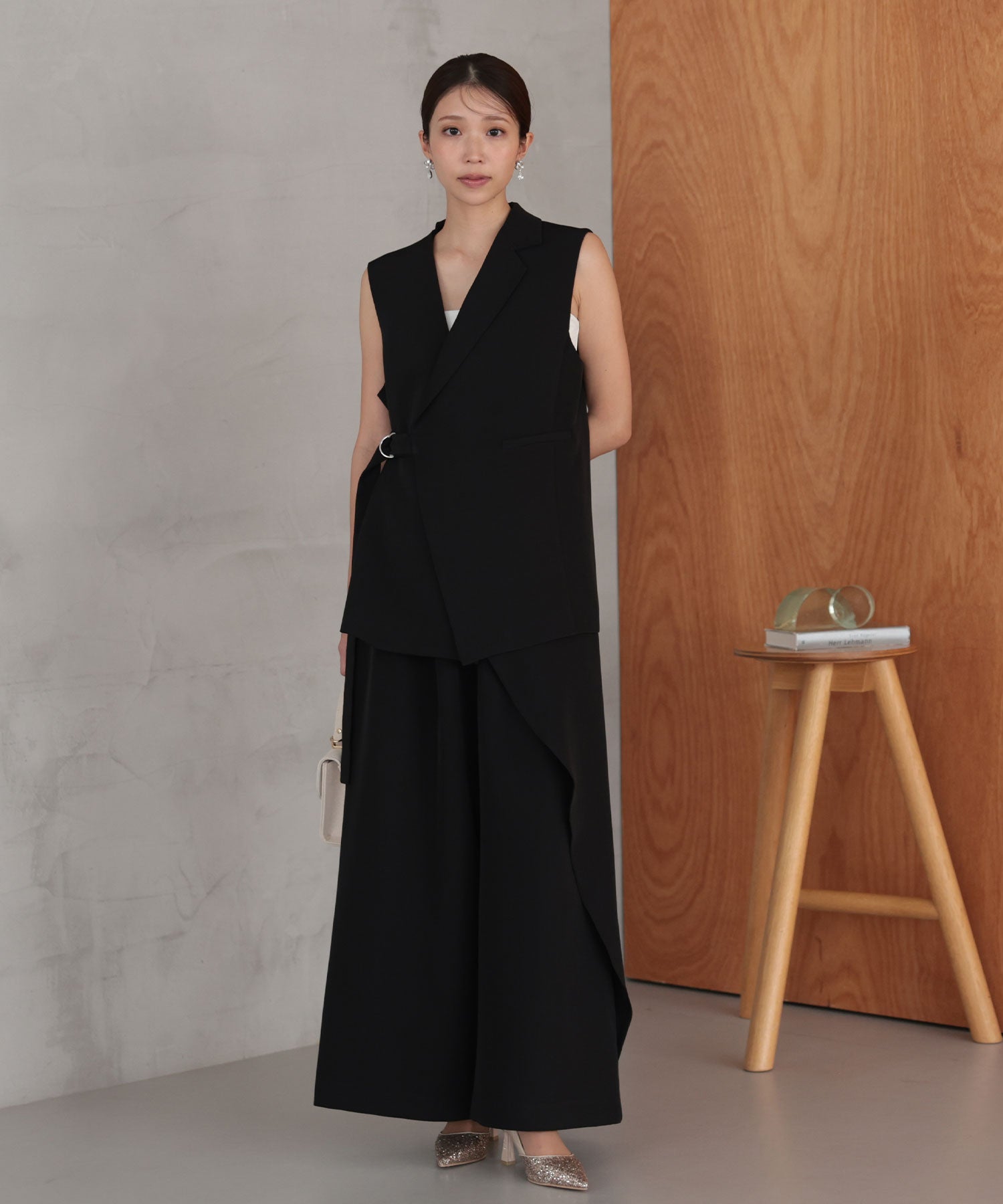 アシンメトリータックテーラードセットアップスーツ/22125611