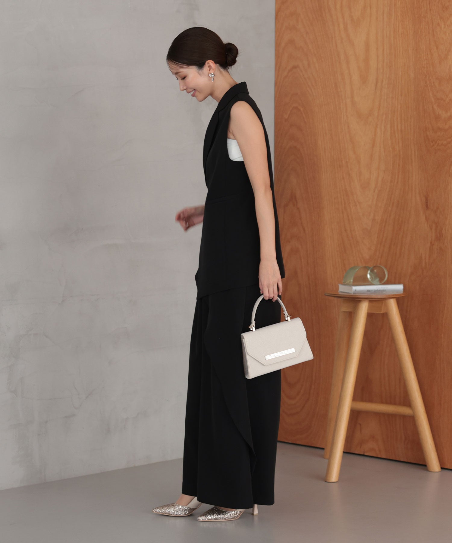 アシンメトリータックテーラードセットアップスーツ/22125611