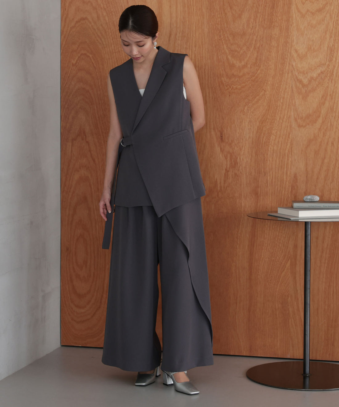 アシンメトリータックテーラードセットアップスーツ/22125611