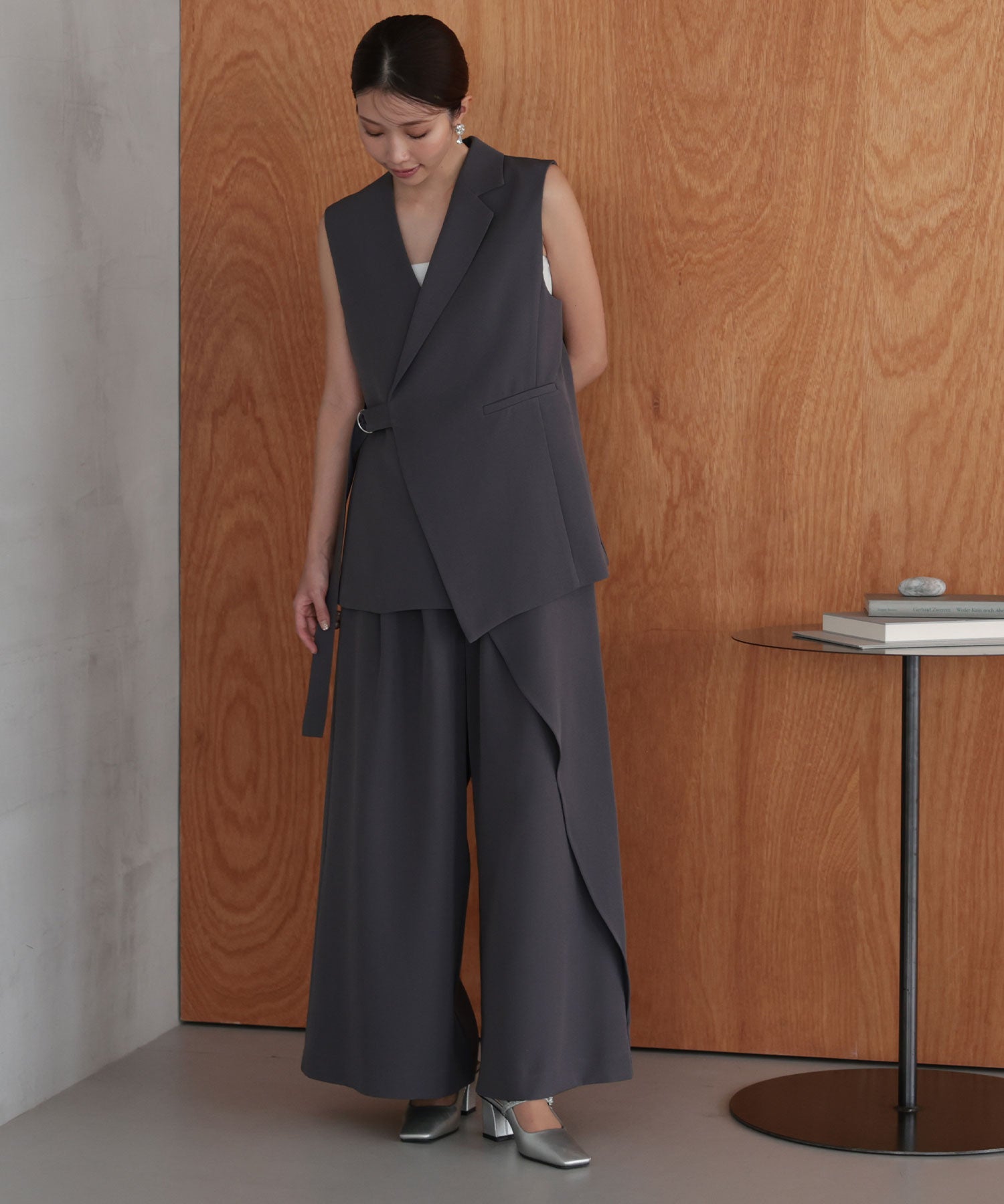 アシンメトリータックテーラードセットアップスーツ/22125611