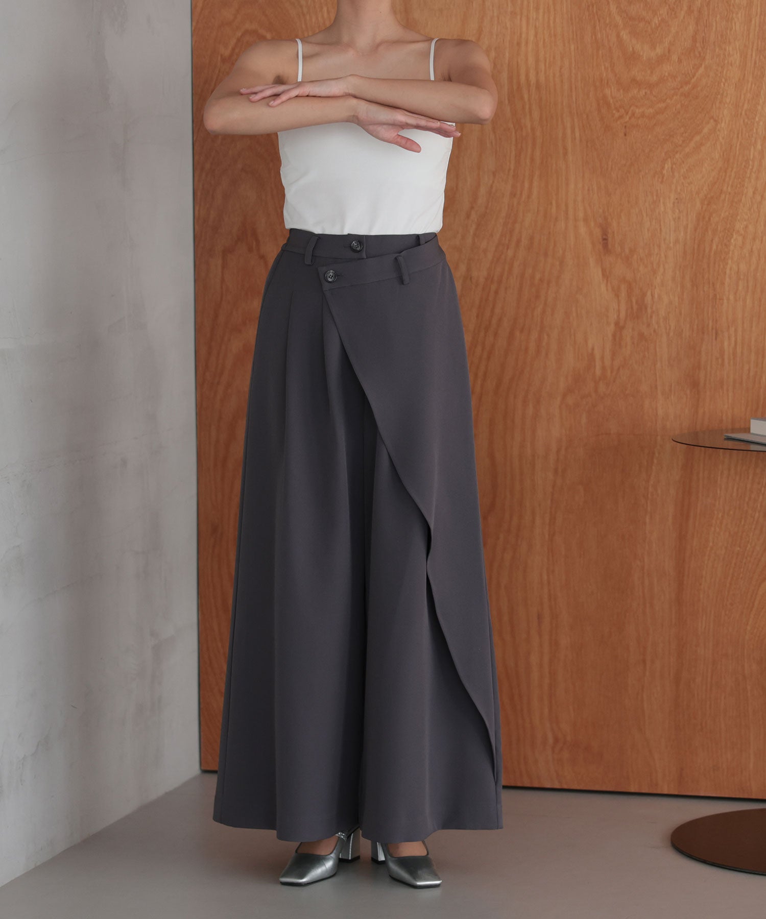 アシンメトリータックテーラードセットアップスーツ/22125611