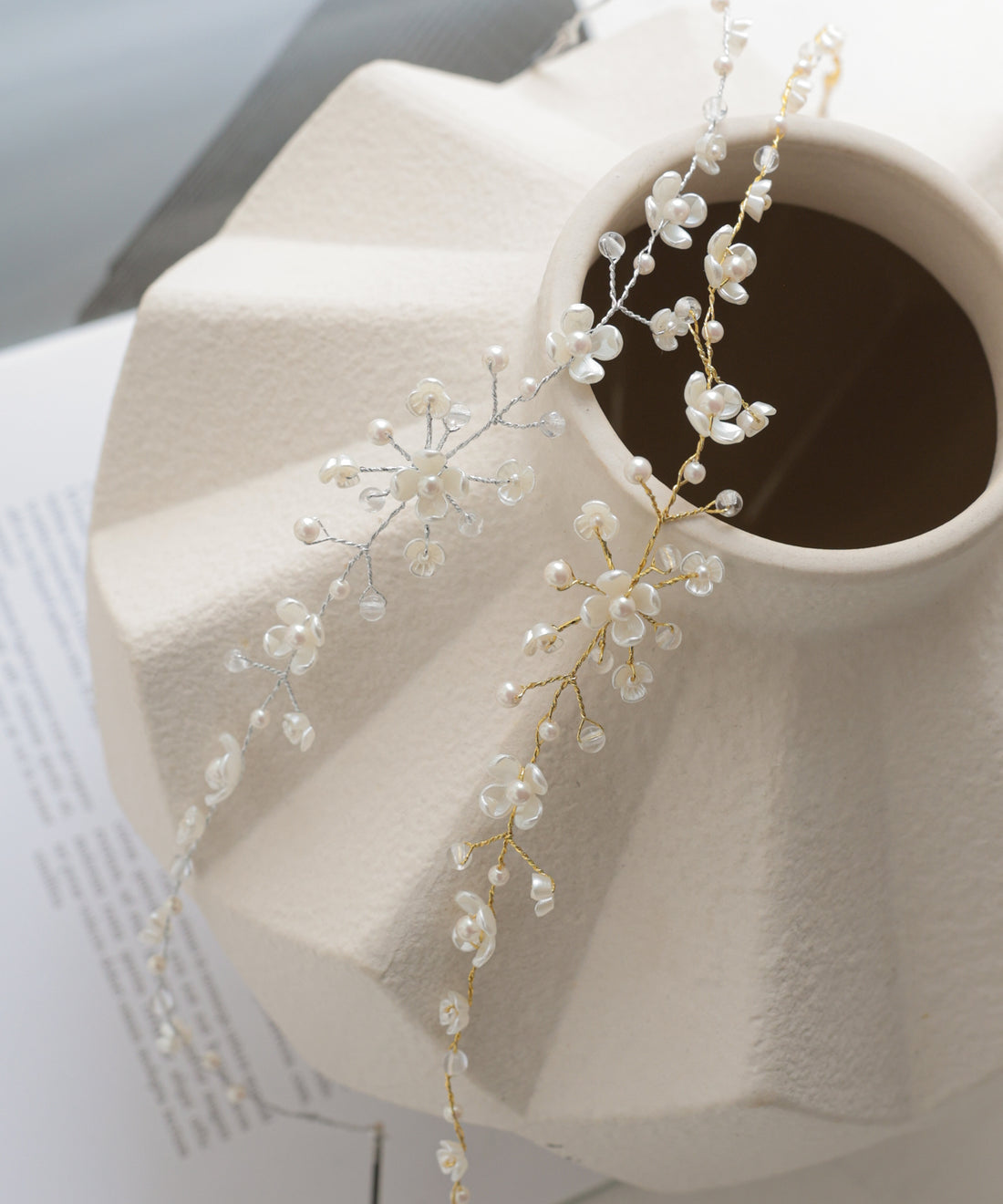 ドレスアクセサリー フラワーパールワイヤーヘッドドレス/HDT42001