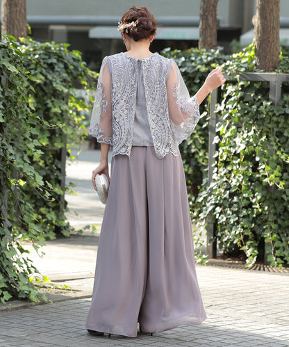 ラウンドネックワイドパンツセットアップ/319096