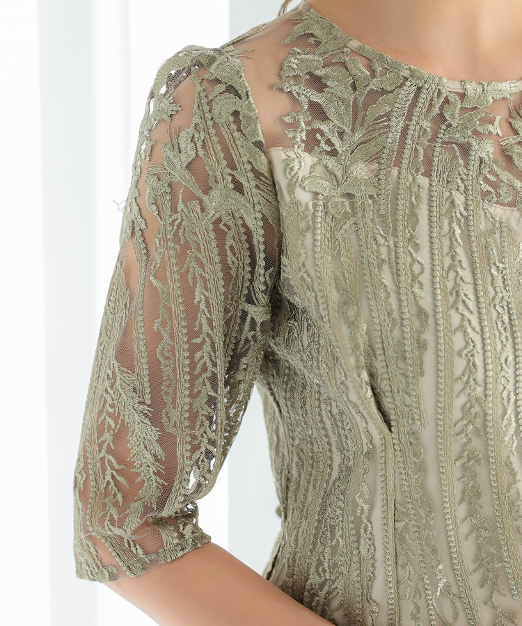 ツタ柄刺繡タイトドレス/22321168